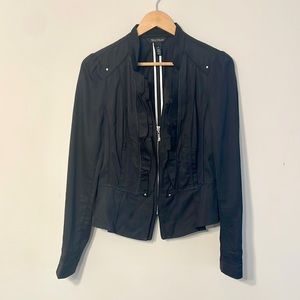 WHBM Black Cropped Ruffle Jacket Size 10